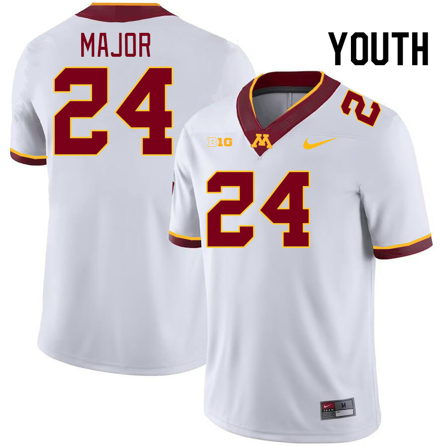 Youth #24 Marcus Major Minnesota Golden Gophers College Football Jerseys Stitched-White